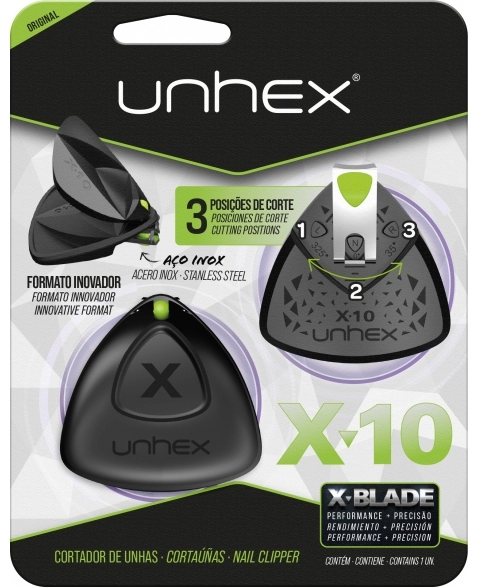 CORTADOR UNHAS UNHEX X10 PRETO